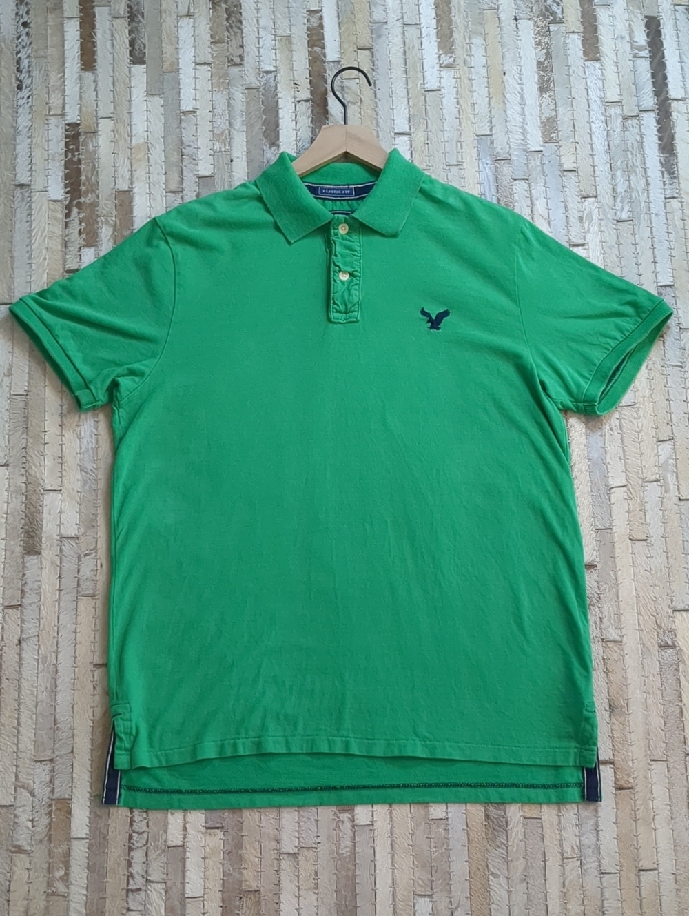 American Eagle Outfitters Men's L Classic Fit Vintage Y2K Eagle Logo Green Polo